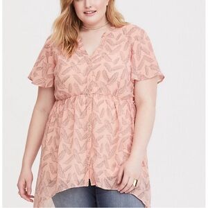 Torrid Lexie Babydoll Chiffon Tunic Blouse Size 1X